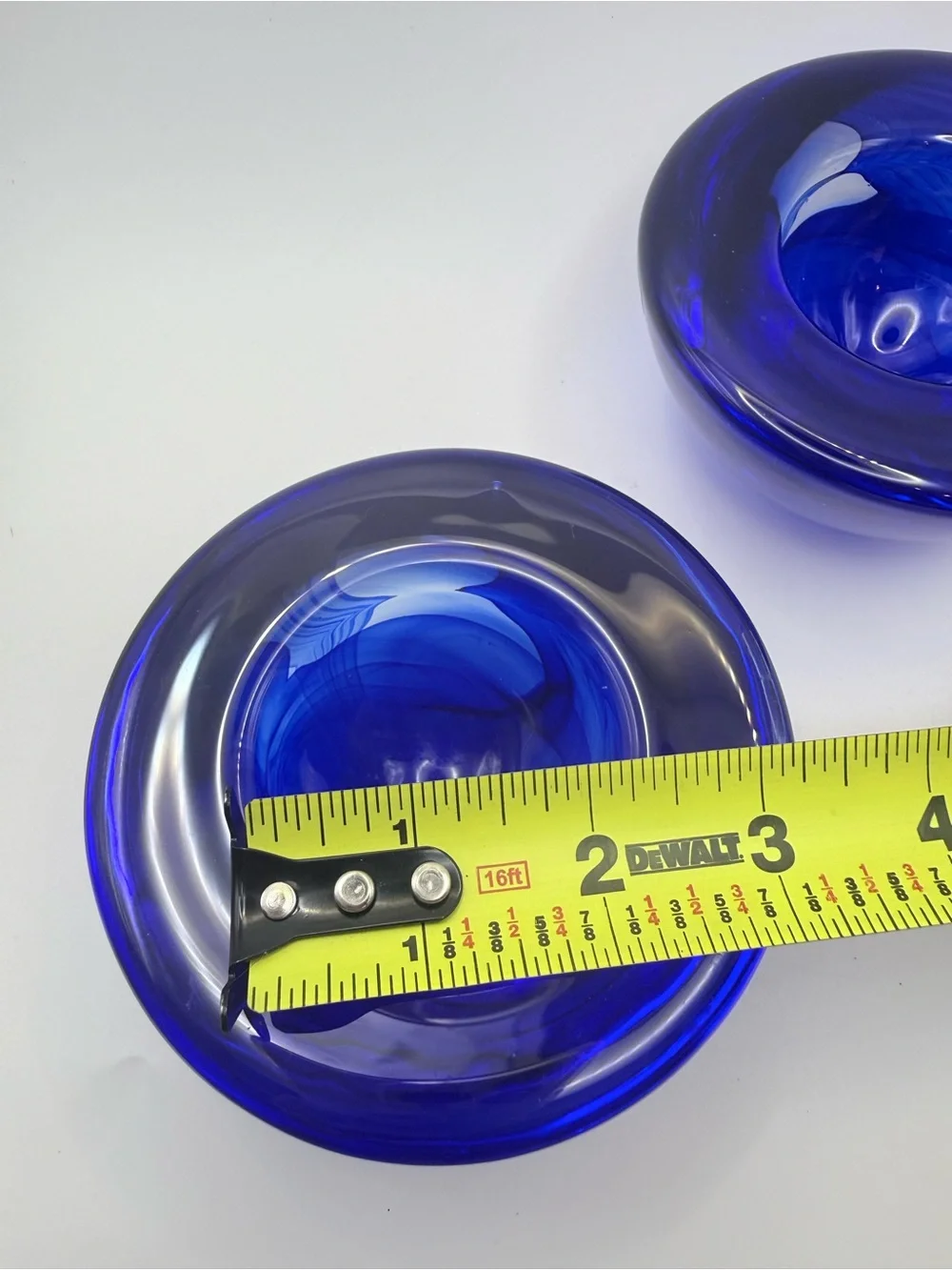 Pair Kosta Boda Atoll Cobalt Blue Glass Votive Holders Anna Ehrner Sweden 69727